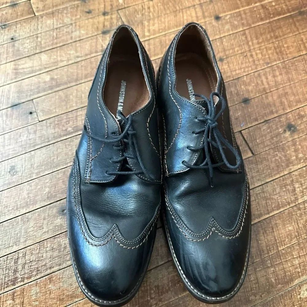 Johnston & Murphy black classic business casual sz10 dress shoes